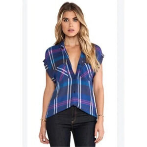 Rails x Free People Top Sleeveless Flannel Shirt Womens Sz M Skater Grunge Plaid